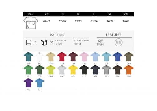 Polo vyriški marškinėliai 170 spalvos