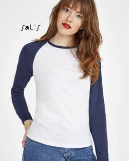 Moteriški dviejų spalvų marškinėliai ilgomis rankovėmis